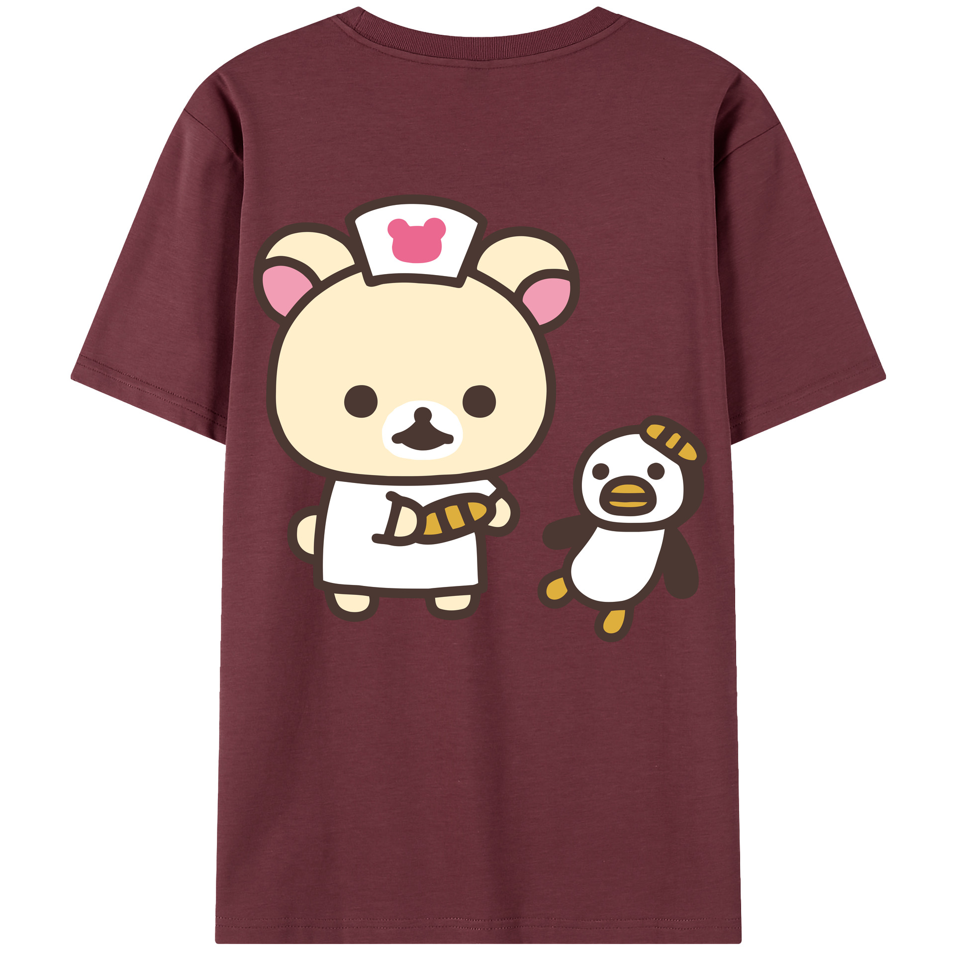 （画像用） リラックマ リラックマ キイロイトリ Rilakkuma Korilakkuma Kiiroitori 綿100％半袖Tシャツ（背面プリント）